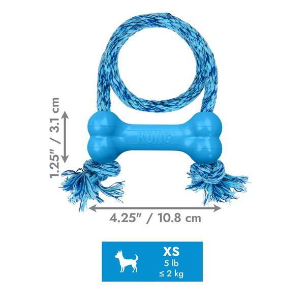KONG Puppy Goodie Bone&trade; with Rope &ndash; Puppy Chew Toy XS