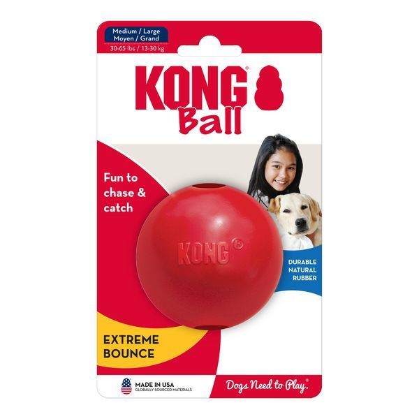KONG Ball &ndash; Durable Natural Rubber Fetch Ball for Dogs M/L