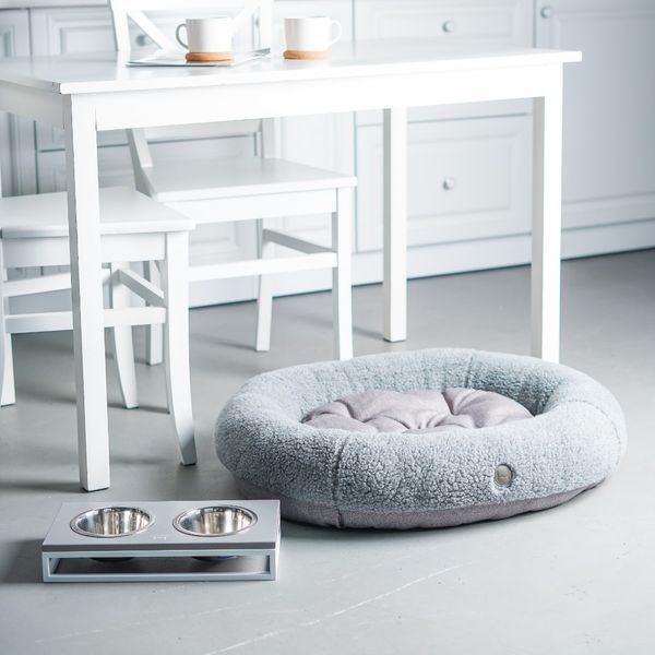 Bagel Fur Gray M Oval Faux Fur Bed M 75x65